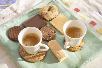 espresso and biscuits at the breakfast
