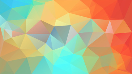 vector abstract irregular polygon background - triangle low poly pattern - fresh spring color - orange, cyan, blue, green, turquoise, yellow