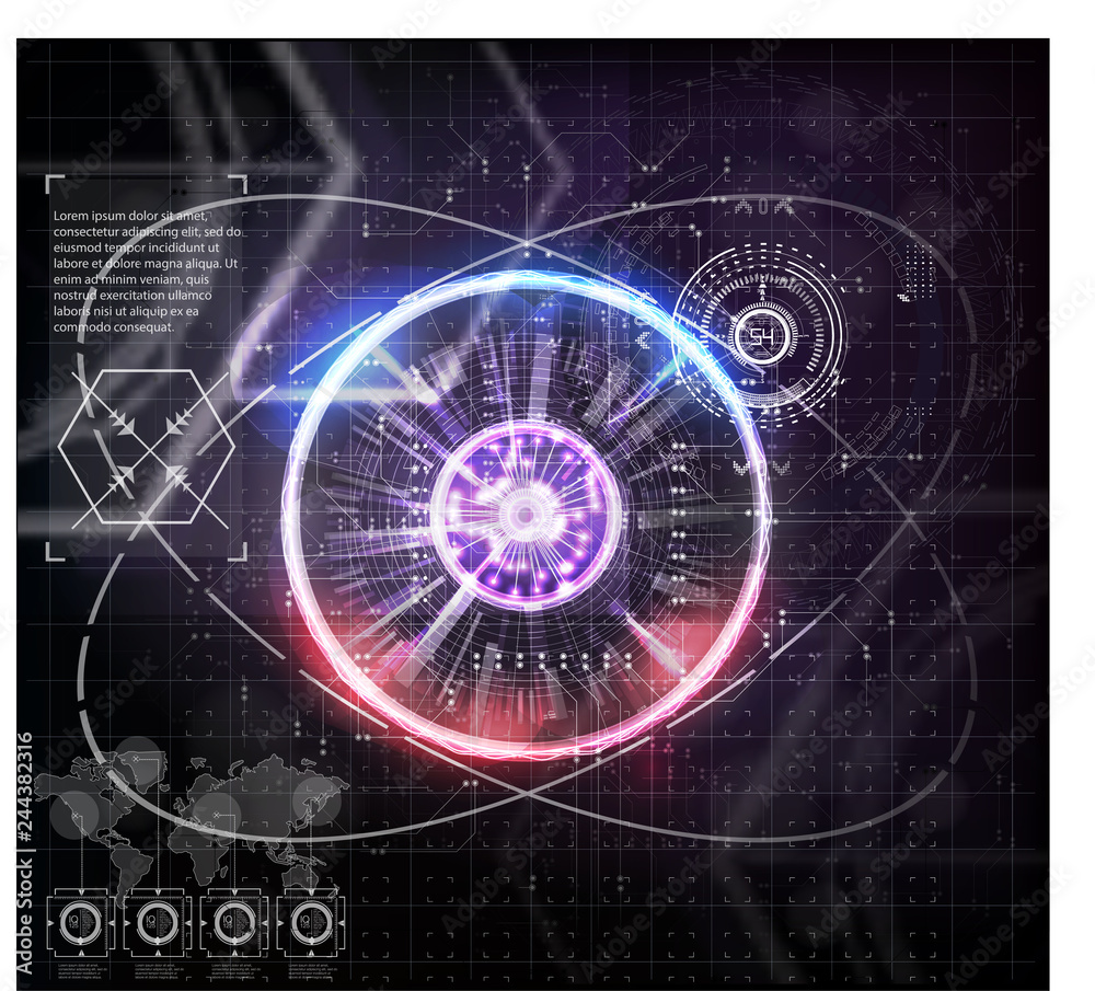 Poster virtual interface elements sci- fi modern user for graphic motion hud futuristic element. set of cir