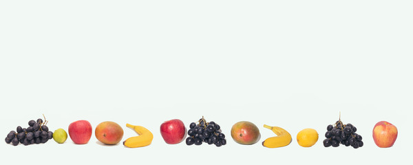 Healthy fruits on white background