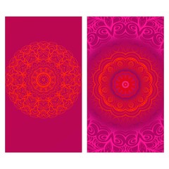 Modern Vector Template With Tribal Mandalas. For Brochure, Flyer, Cover, Magazine. Red color