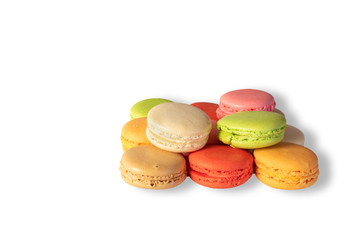 colourful assortment of macaroons on white