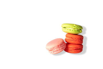 colorful macaroons on white background
