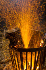 Burning fire pit steel basket