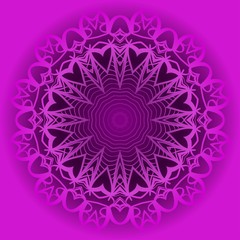 Purple color Mandala flower decoration. Vector floral ornament. Tribal ethnic fashion motif for paper, textile.
