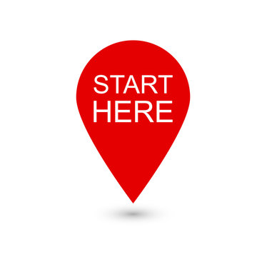 red vector banner start here