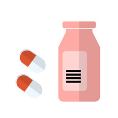 Pill bottle. Medical capsules container.