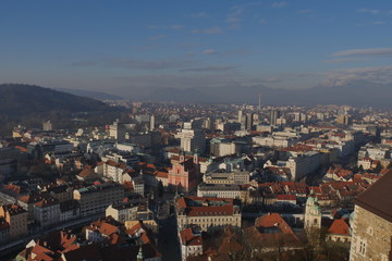 Fototapeta na wymiar Roof of Ljubljana, capital of Slovenia, from the Castle