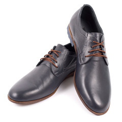 Male black shoe on white background, isolated product.