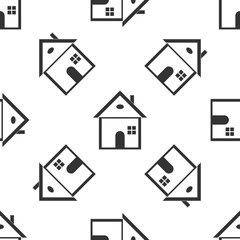 House icon seamless pattern on white background. Home symbol. Flat design. Vector Illustration