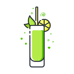 Vector icon of mojito cocktail. Suitable for advertising, bar menu decor, application design