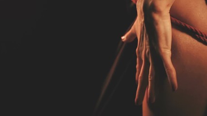 Shibari art with red ropes