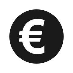Euro sign icon flat black round button vector illustration