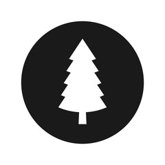 Obraz premium Evergreen conifer pine tree icon flat black round button vector illustration