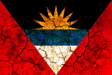 antigua and barbuda country flag painted on a cracked grungy wall