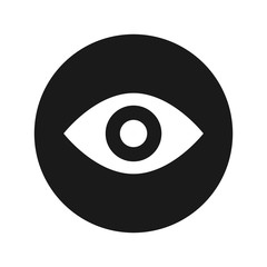 Eye icon flat black round button vector illustration