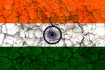 Fototapeta na wymiar india country flag painted on a cracked grungy wall