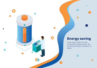 Energy storage. Isometric Concept.