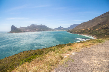 Chapmans peak drive view on ocean and beach, Cape Town