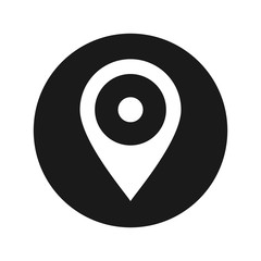 Location pin icon flat black round button vector illustration