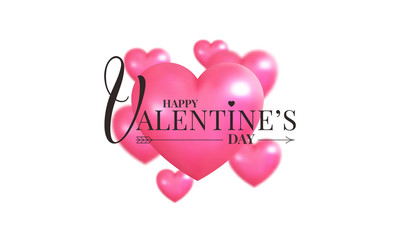 Valentines Day. Holiday banner, card, background design with Valentines hearts and lettering.