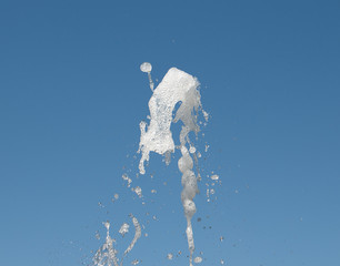 A jet of water is directed. Beats under pressure.
