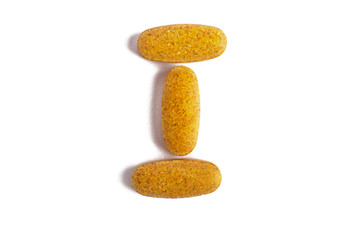 pills vitamins number one on white background