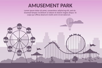 Amusement park vector illustration cartoon flat