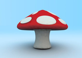 Toadstool on  pale blue background
