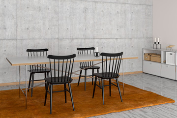 ESSZIMMER HELLE BETONWAND