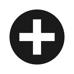 Fototapeta premium Plus icon flat black round button vector illustration
