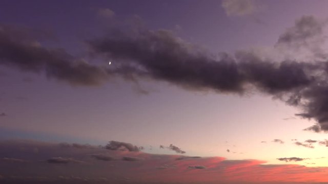 Night Sky Sunset Timelapse With Clouds And Moon 002