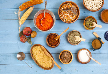 cereals over wooden table