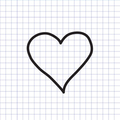 Heart on the exercise book background