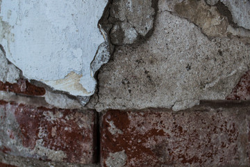 texture of old red brick with cement