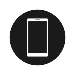 Smartphone icon flat black round button vector illustration