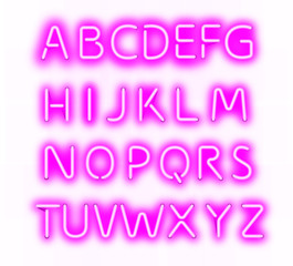 Neon glowing text alphabet. Vector illustration. Ready to use for your design. EPS10.