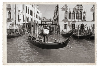 Fototapeta premium Stara rocznik Monochromatyczna fotografia w Wenecja Włochy