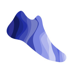 Shoe with a wavy blue pattern