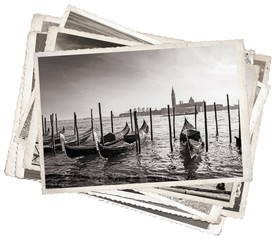 Stack of old vintage photos in Venice Italy