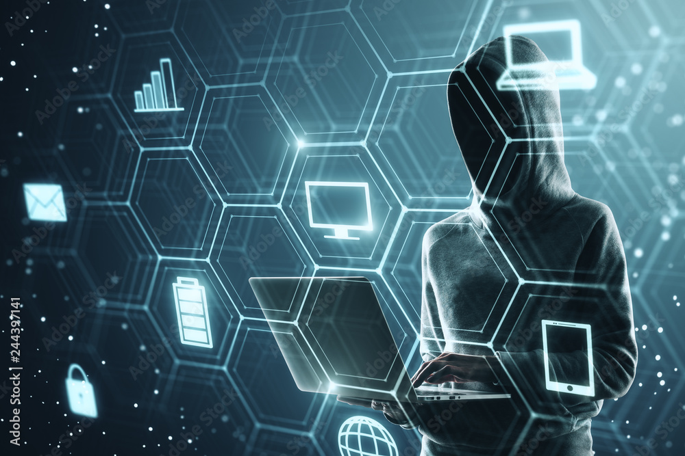 Poster hacking and technology concept