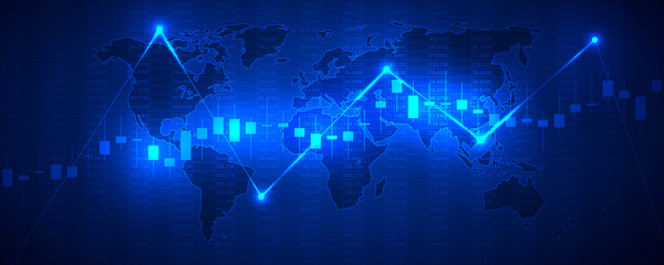 Stock market and exchange.Financial data chart. Chart analytics economic concept. Business concept reports and investment on blue background. Vector illustration.