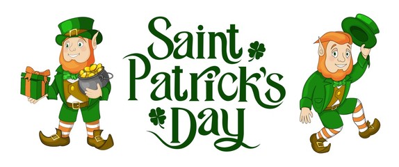 Happy St Patricks Day celebration card elements with Hand written lettering