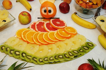 fruit arrangement at  wedding