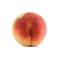 Peach on a white background. Ripe peach close-up isolated on white background.