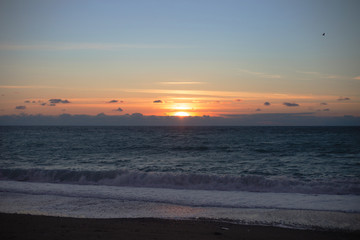 Sunset on sea. Abkhazia