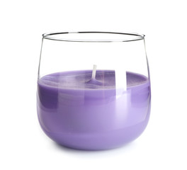 Wax candle on white background