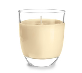 Wax candle on white background