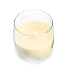 Wax candle on white background