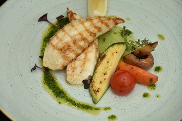 Thanksgiving Dinner - white meat ,avocado, lemon, mushroom